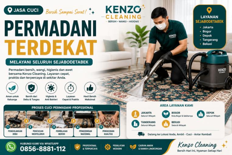 Jasa Cuci Permadani Terdekat Sejabodetabek | Kenzo Cleaning Solusi Praktis Permadani Bersih dan Wangi